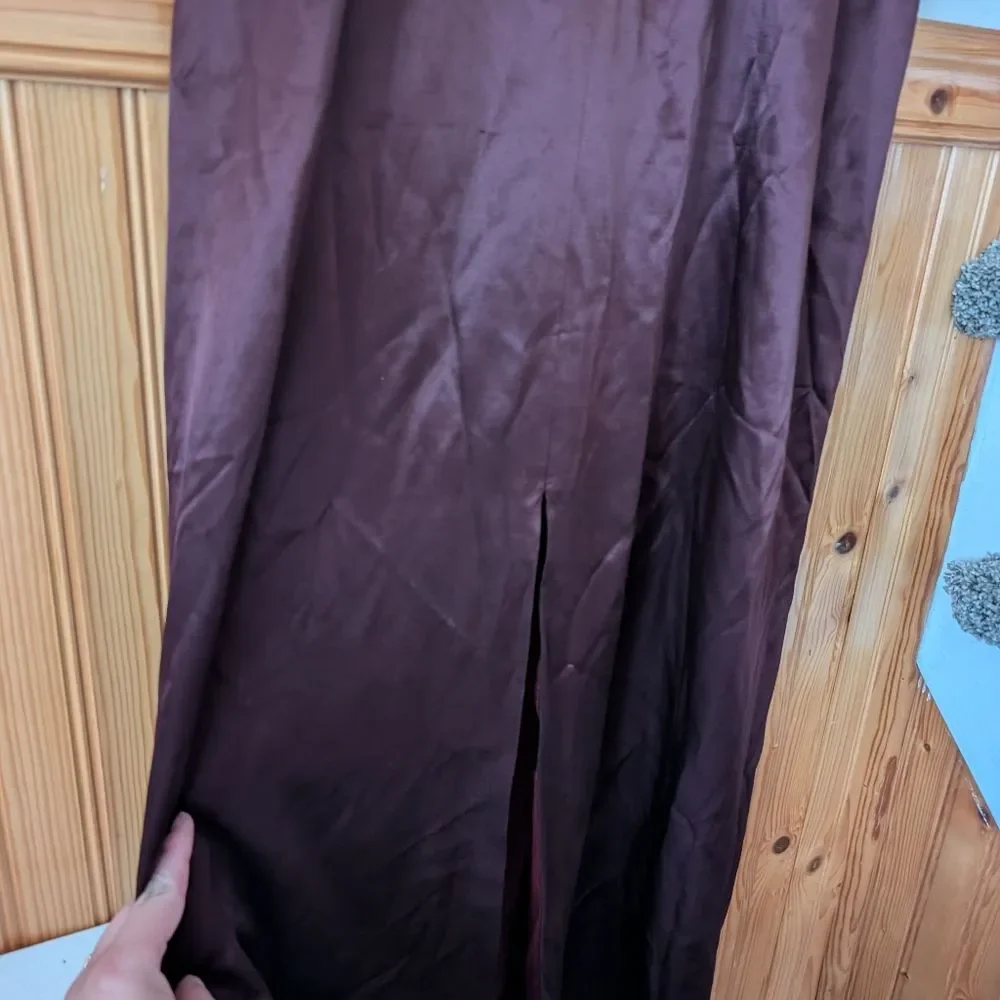 Vintage Laundry By Shelli Segal 1995 Embroidered‎ Leaf Formal Burgundy Dress 10